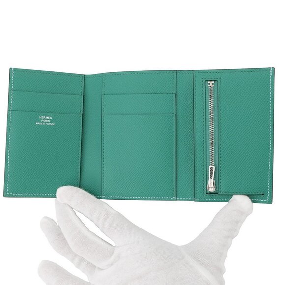 HERMES Bearn Combination Verso Epsom Celeste/Vert Jade - Picture 8 of 11